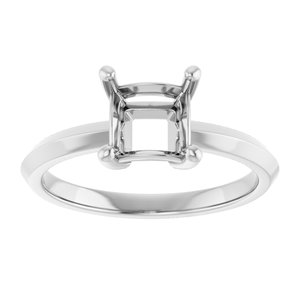 14K White Gold 6 mm Square Ring Mounting – image 6
