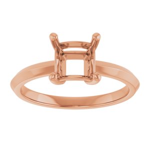 14K Rose Gold 6 mm Square Ring Mounting – image 6