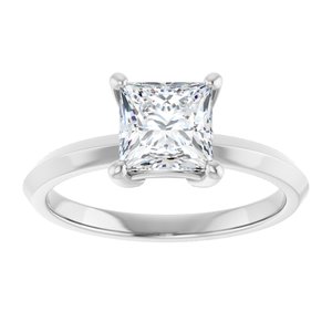 14K White Gold 6 mm Square Ring Mounting – image 5