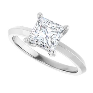 14K White Gold 6 mm Square Ring Mounting – image 8