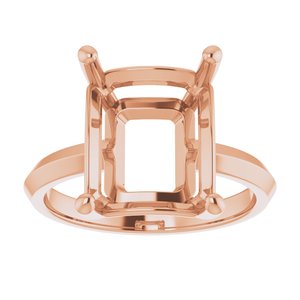 18K Rose Gold 12x10 mm Emerald Ring Mounting – image 6
