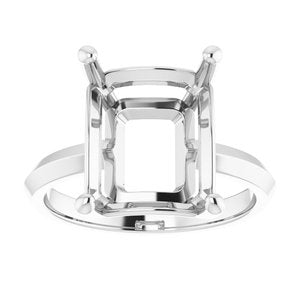 14K X1 White Gold 12x10 mm Emerald Ring Mounting – image 6