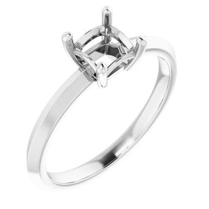 14K X1 White Gold 5 mm Square Ring Mounting – image 2