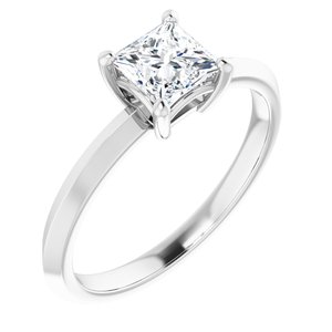 14K X1 White Gold 5 mm Square Ring Mounting