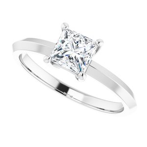 14K X1 White Gold 5 mm Square Ring Mounting – image 8