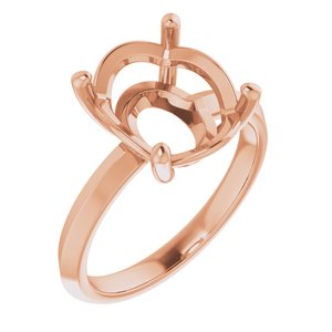 10K Rose Gold 12x10 mm Oval Ring Mounting – image 2