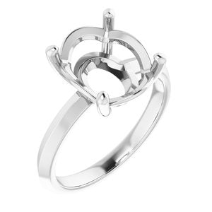 14K White Gold 12x10 mm Oval Ring Mounting – image 2