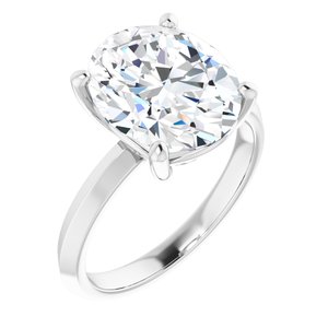 10K White Gold 12x10 mm Oval Ring Mounting