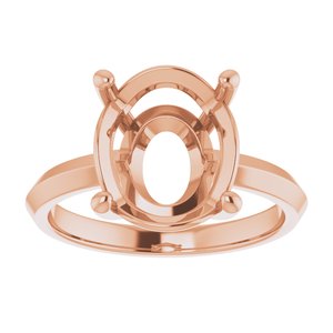 14K Rose Gold 12x10 mm Oval Ring Mounting – image 6