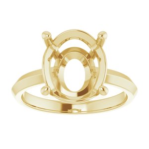 18K Yellow Gold 12x10 mm Oval Ring Mounting – image 6
