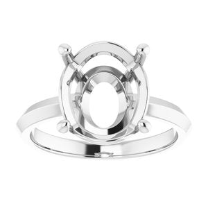 10K White Gold 12x10 mm Oval Ring Mounting – image 6