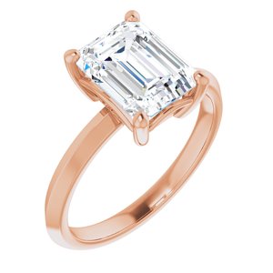 14K Rose Gold 9x7 mm Emerald Ring Mounting
