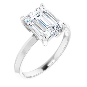 Platinum 9x7 mm Emerald Ring Mounting