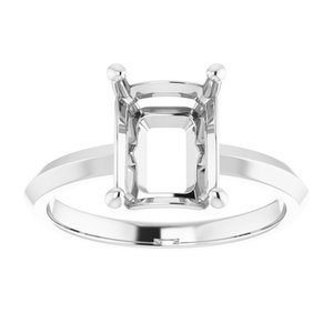 14K White Gold 9x7 mm Emerald Ring Mounting – image 6