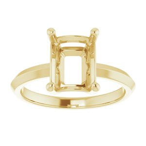 14K Yellow Gold 9x7 mm Emerald Ring Mounting – image 6