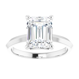 Platinum 9x7 mm Emerald Ring Mounting – image 5