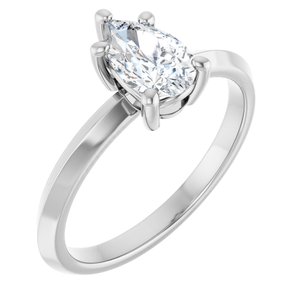 10K White Gold 8x5 mm Pear Ring Mounting