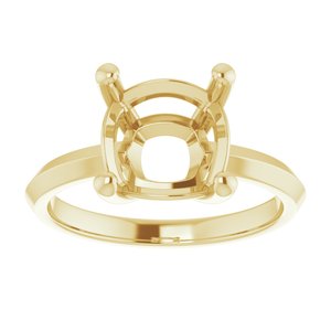 14K Yellow Gold 9 mm Cushion Ring Mounting – image 6