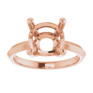 14K Rose Gold 9 mm Cushion Ring Mounting – image 6