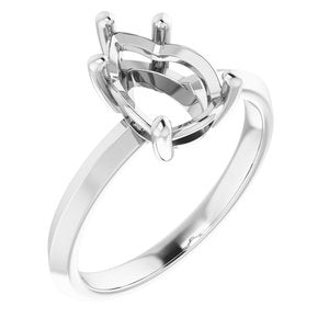 18K White Gold 10x7 mm Pear Ring Mounting – image 2