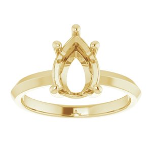 18K Yellow Gold 10x7 mm Pear Ring Mounting – image 6