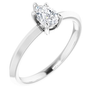 18K White Gold 6x4 mm Pear Ring Mounting