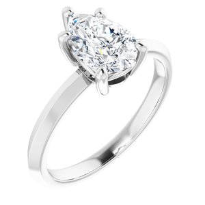 14K White Gold 9x6 mm Pear Ring Mounting