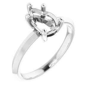 18K White Gold 9x6 mm Pear Ring Mounting – image 2