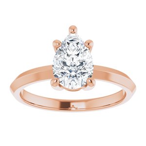 18K Rose Gold 9x6 mm Pear Ring Mounting – image 5