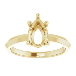 18K Yellow Gold 9x6 mm Pear Ring Mounting – image 6