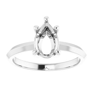 10K White Gold 9x6 mm Pear Ring Mounting – image 6