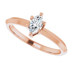 18K Rose Gold 6x3.5 mm Marquise Ring Mounting – image 8