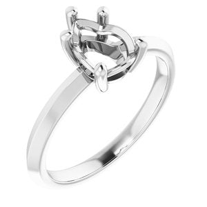 18K White Gold 8x6 mm Pear Ring Mounting – image 2