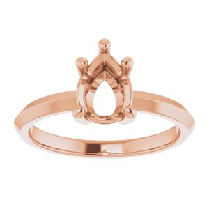 18K Rose Gold 8x6 mm Pear Ring Mounting – image 6