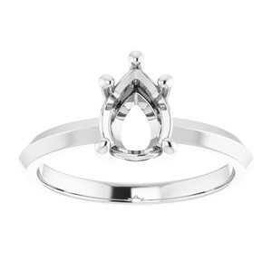 18K White Gold 8x6 mm Pear Ring Mounting – image 6