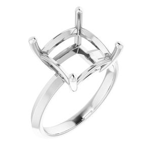 14K X1 White Gold 10 mm Square Ring Mounting – image 2