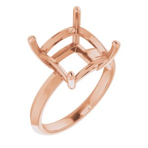 14K Rose Gold 10 mm Square Ring Mounting – image 2