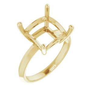 18K Yellow Gold 10 mm Square Ring Mounting – image 2