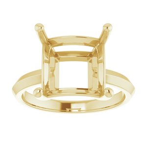 18K Yellow Gold 10 mm Square Ring Mounting – image 6