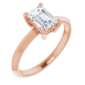 18K Rose Gold 7x5 mm Emerald Ring Mounting
