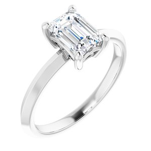 14K White Gold 7x5 mm Emerald Ring Mounting