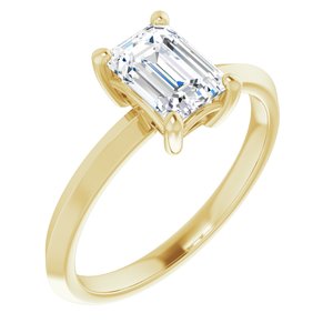18K Yellow Gold 7x5 mm Emerald Ring Mounting