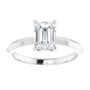 10K White Gold 7x5 mm Emerald Ring Mounting – image 5