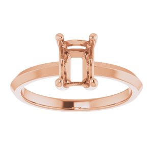 14K Rose Gold 7x5 mm Emerald Ring Mounting – image 6