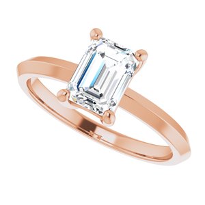 14K Rose Gold 7x5 mm Emerald Ring Mounting – image 8
