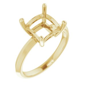 18K Yellow Gold 8 mm Square Ring Mounting – image 2
