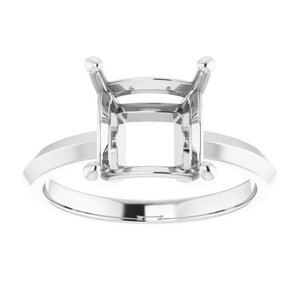 14K X1 White Gold 8 mm Square Ring Mounting – image 6