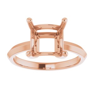 14K Rose Gold 8 mm Square Ring Mounting – image 6