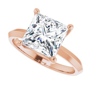 14K Rose Gold 8 mm Square Ring Mounting – image 8