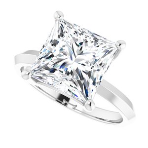 14K White Gold 9 mm Square Ring Mounting – image 8